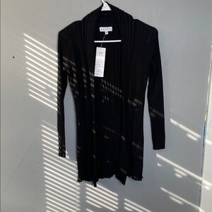 NWT Birch NY Petite Small Ribbed Black open front cardigan sweater cottage